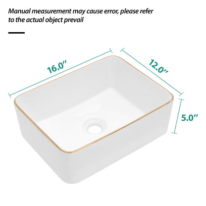 Modern European Style Ceramic Rectangular Vessel Bathroom Sink Daily Nest
