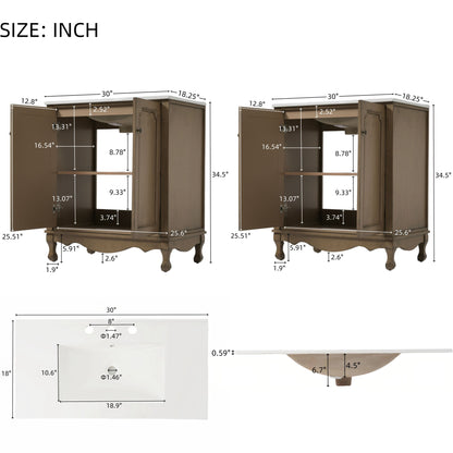 Vintage Double Sink Bathroom Vanity Set With Ceramic Sinks Noble House