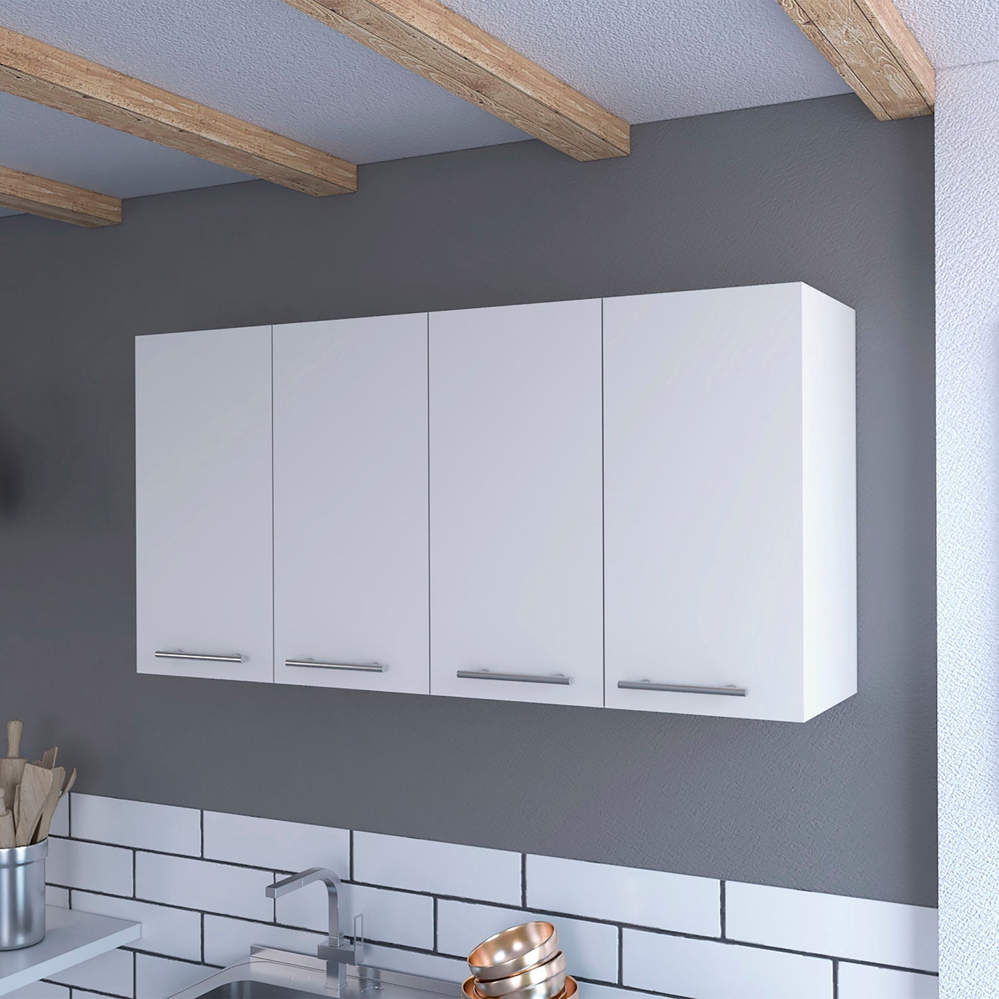 Kitchen Cabinet Durham Four Doors - White Home Essentials