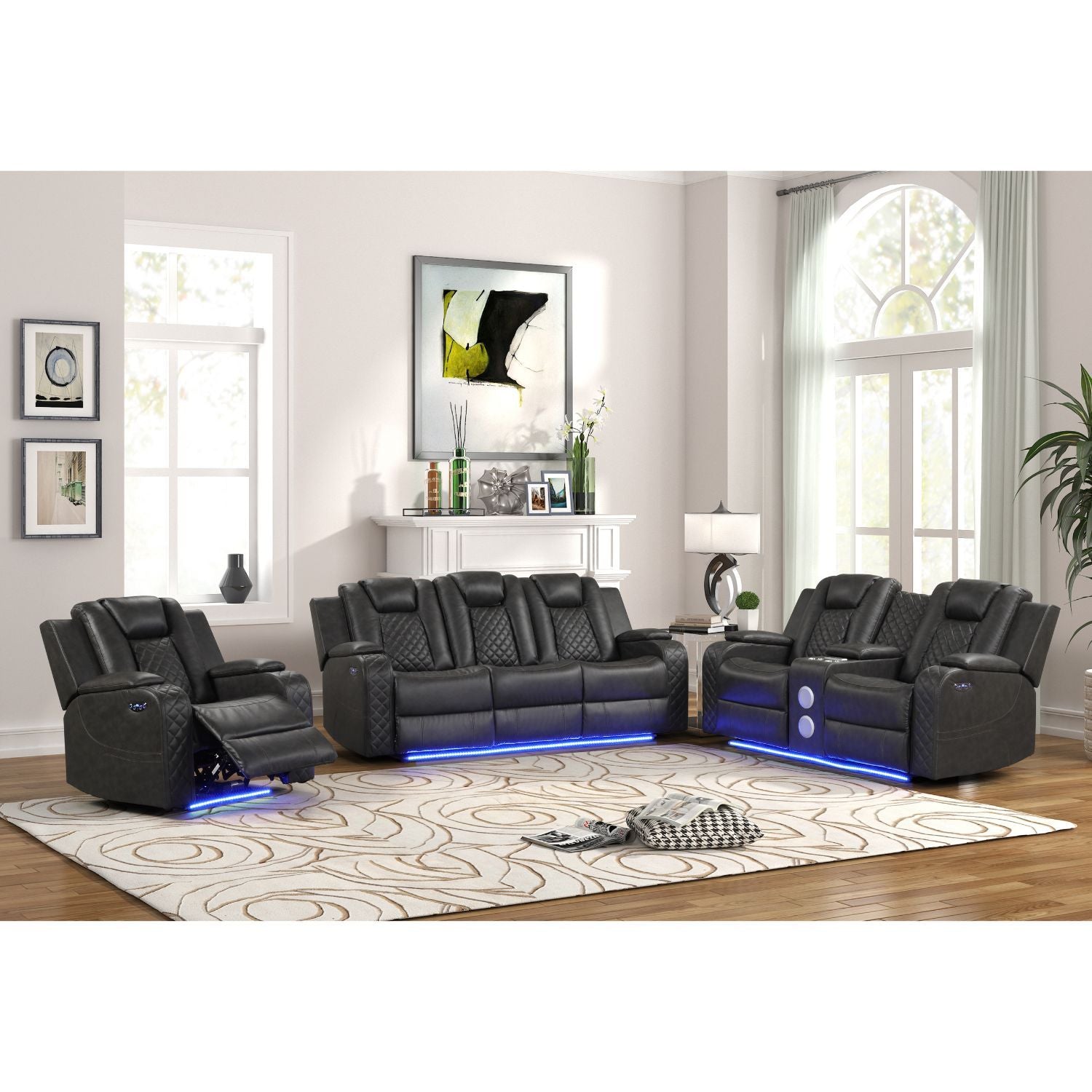 Benz - Power Recliner Set With LED Lighting And USB Charging Matrix Furniture Group