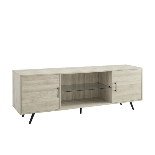 Mid-Century Modern 2 Door TV Stand With Glass Shelf Walker Edison