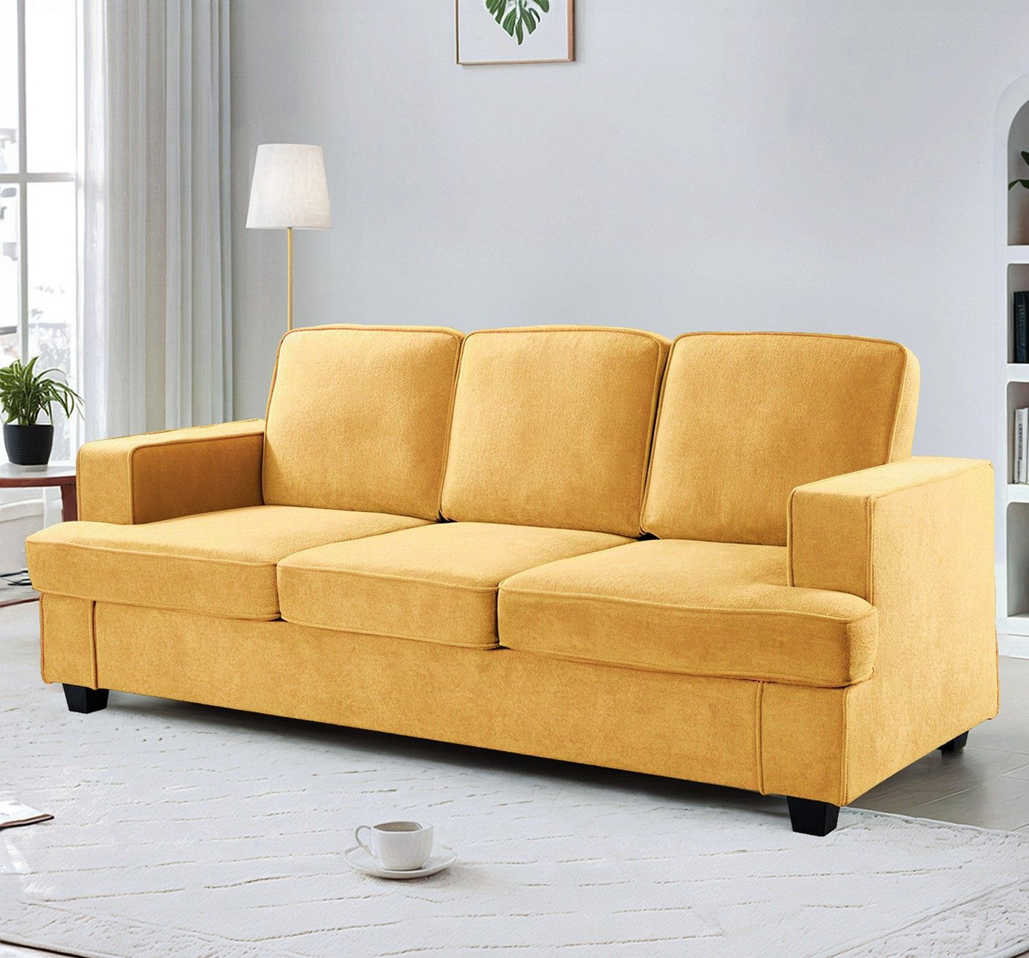 Modern Sofa, Comfortable 3 Seater Couch With Deep Seating, Loose Back Cushions, Wide Arms US Pride