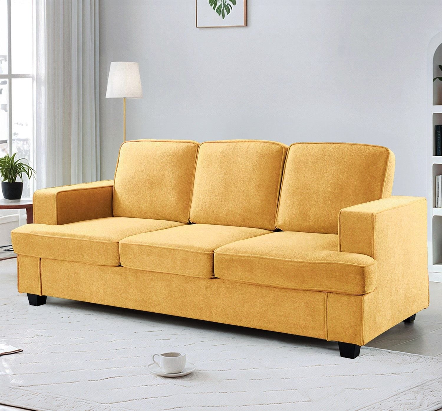 Modern Sofa, Comfortable 3 Seater Couch With Deep Seating, Loose Back Cushions, Wide Arms US Pride