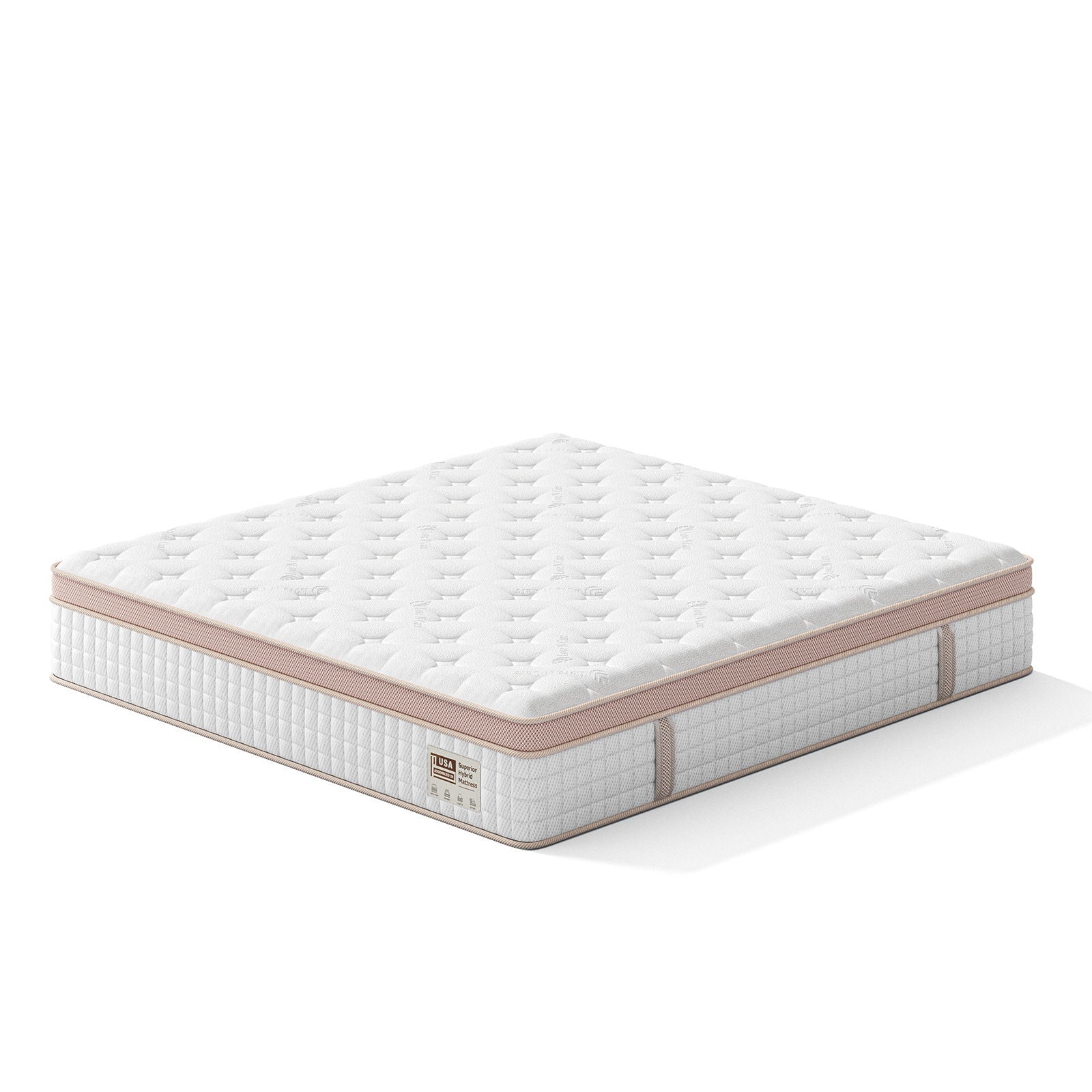 12" King Size Firm Hybrid Mattress, Gel Memory Foam & Pocket Springs, Pressure Relief, Motion Isolation, Ergonomic Bed - White Somnus Mattress USA