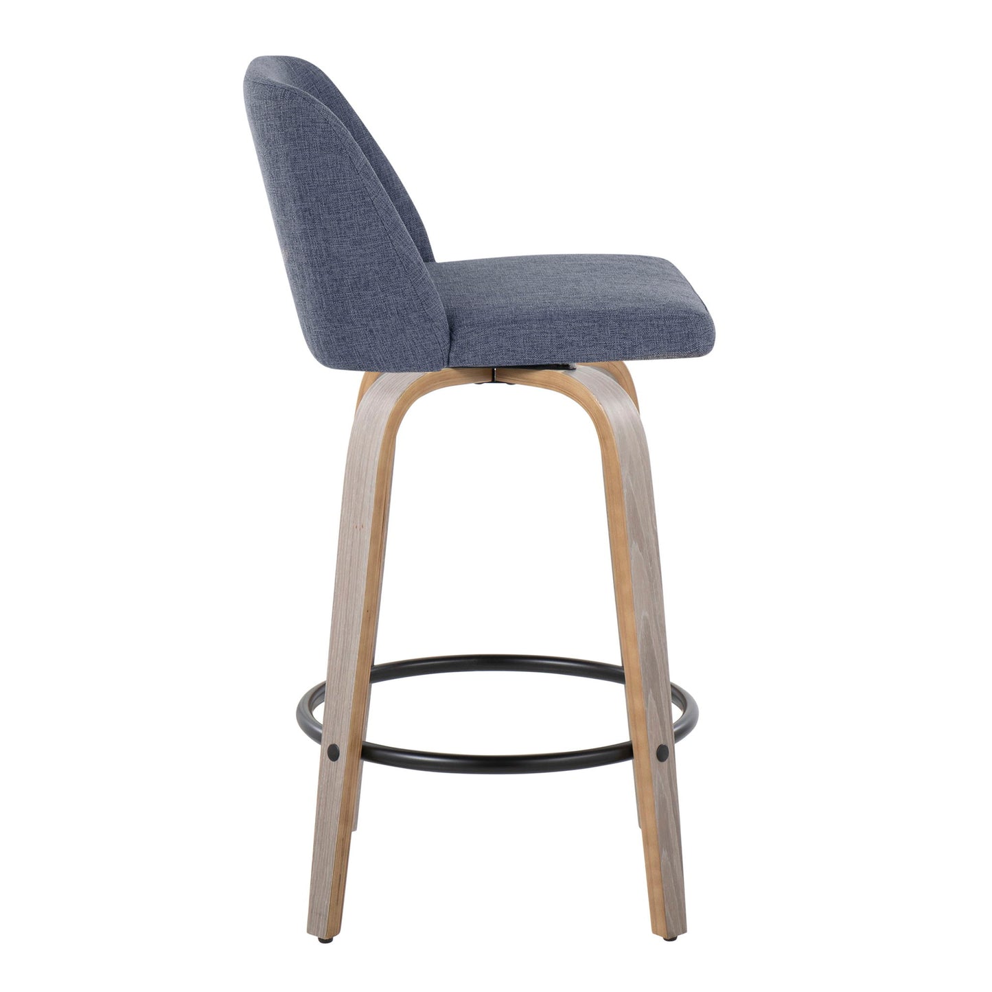 Toriano - Contemporary Fixed Height Counter Stool With Swivel & Round Footrest (Set of 2) Lumi Source
