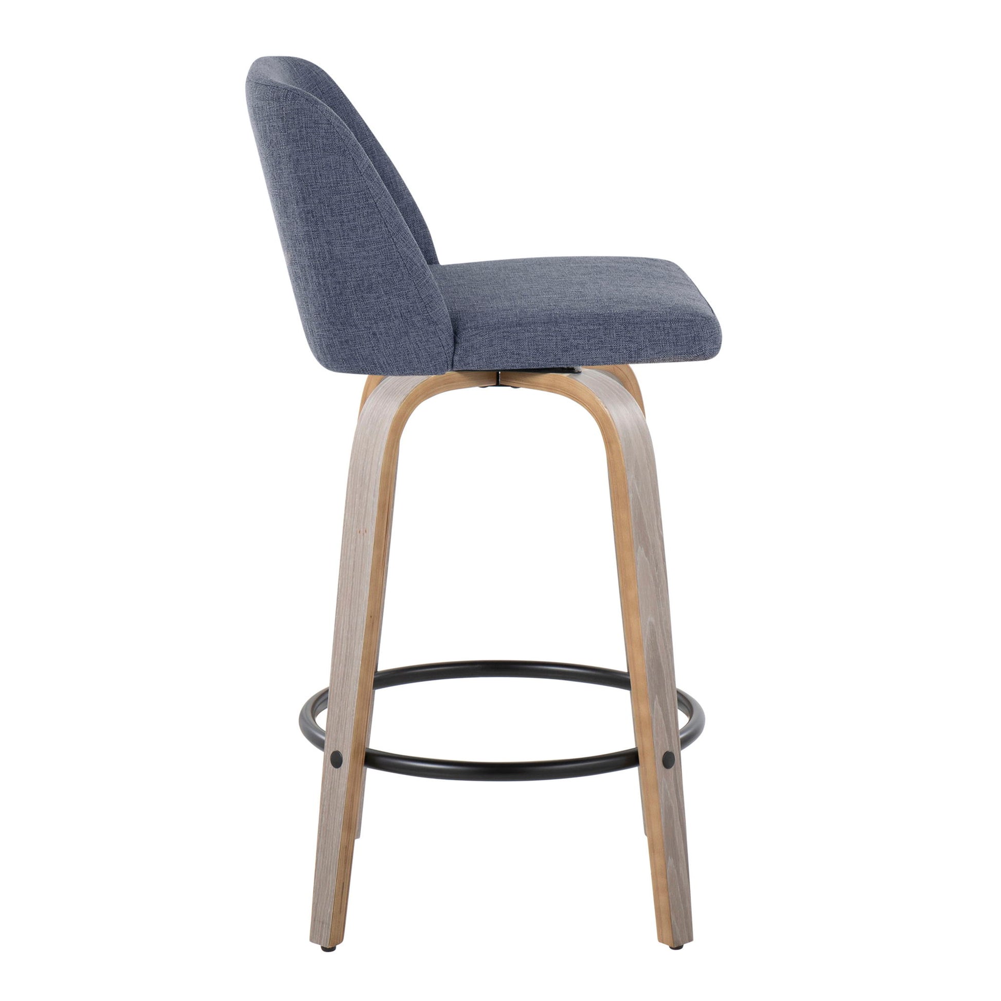 Toriano - Contemporary Fixed Height Counter Stool With Swivel & Round Footrest (Set of 2) Lumi Source