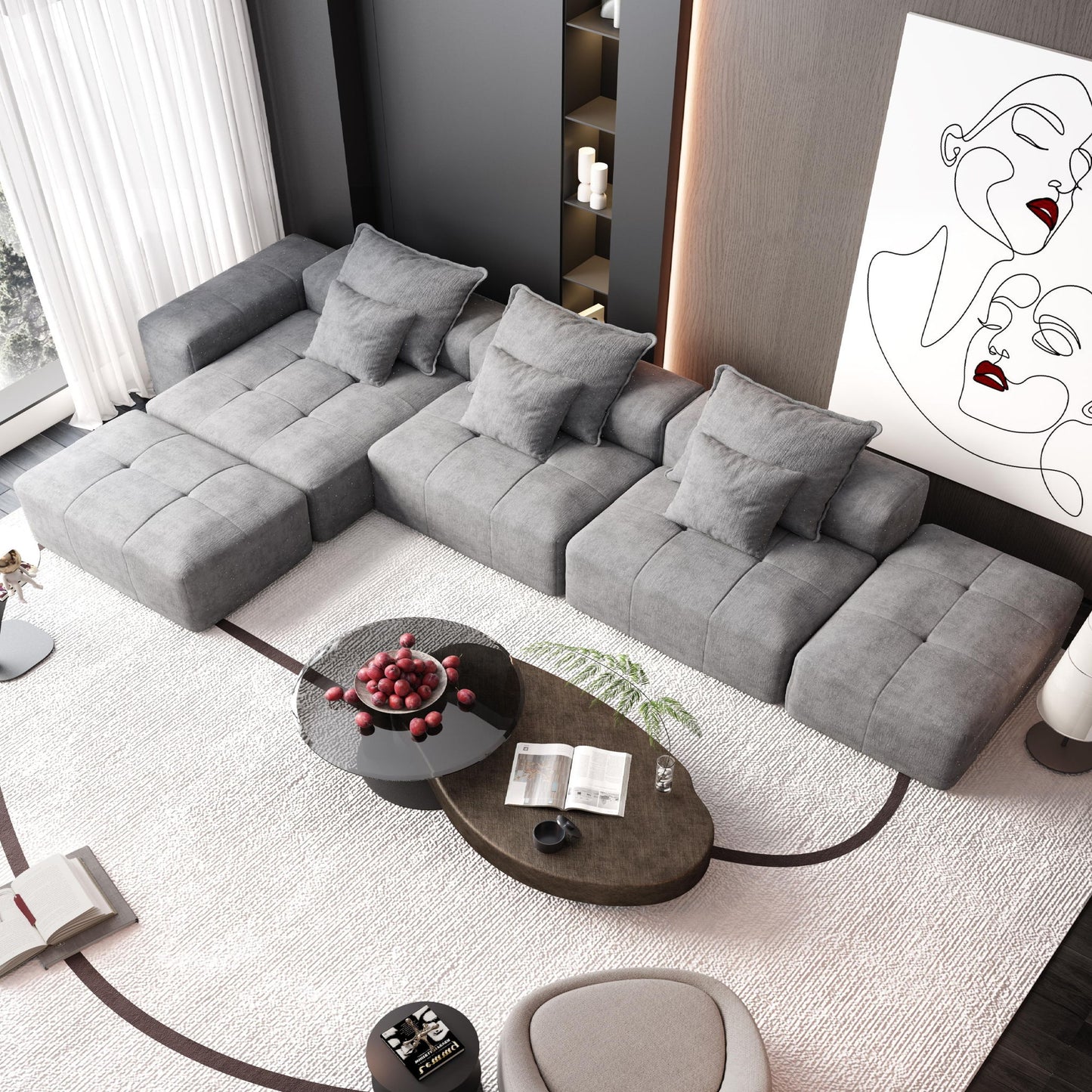 Modern Oversized Diy Combination Modular Sectional Sofa With Pillows Home Essentials