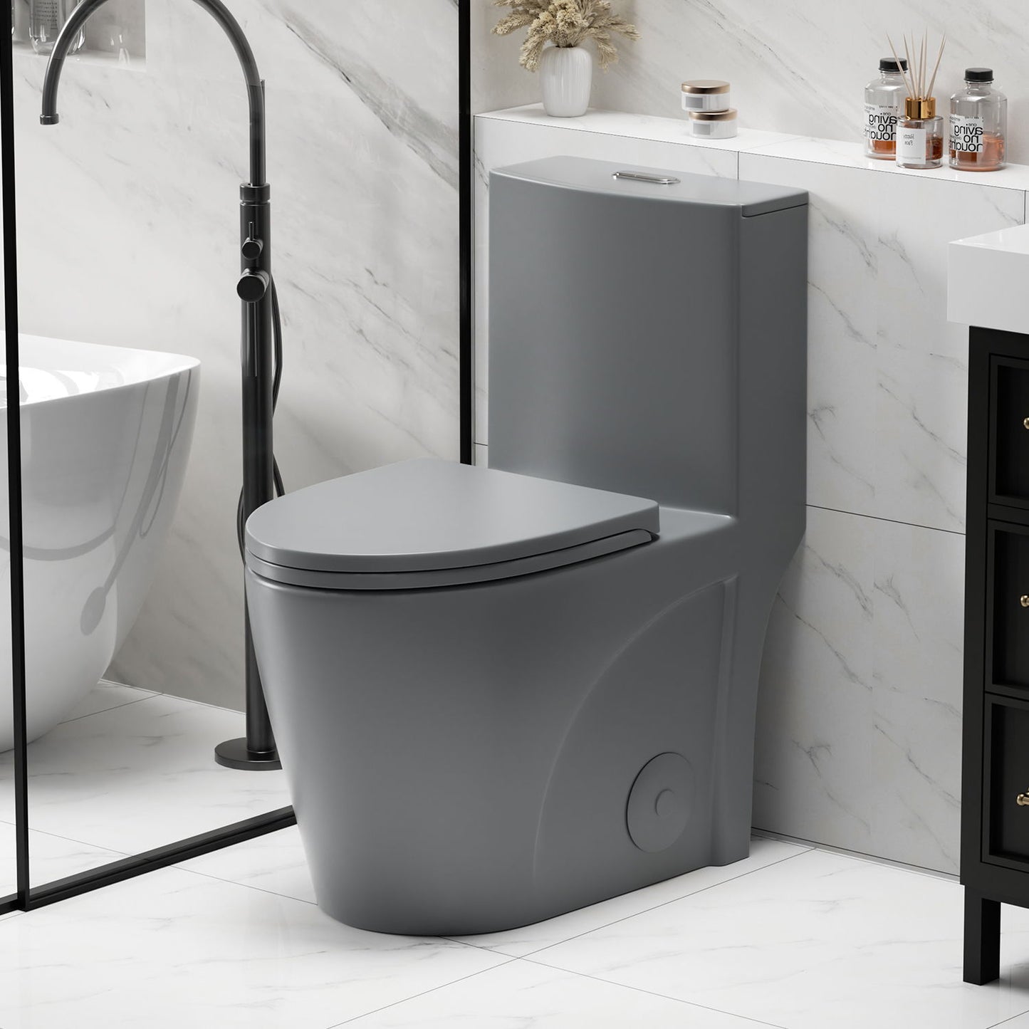 1 Piece Toilet With Tornado Flush, Dual Flush, And ADA Height Comfort Chair Daily Nest
