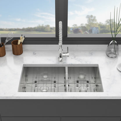 Modern Double Bowl Undermount Kitchen Sink 50 / 50 Design Stainless Steel Daily Nest