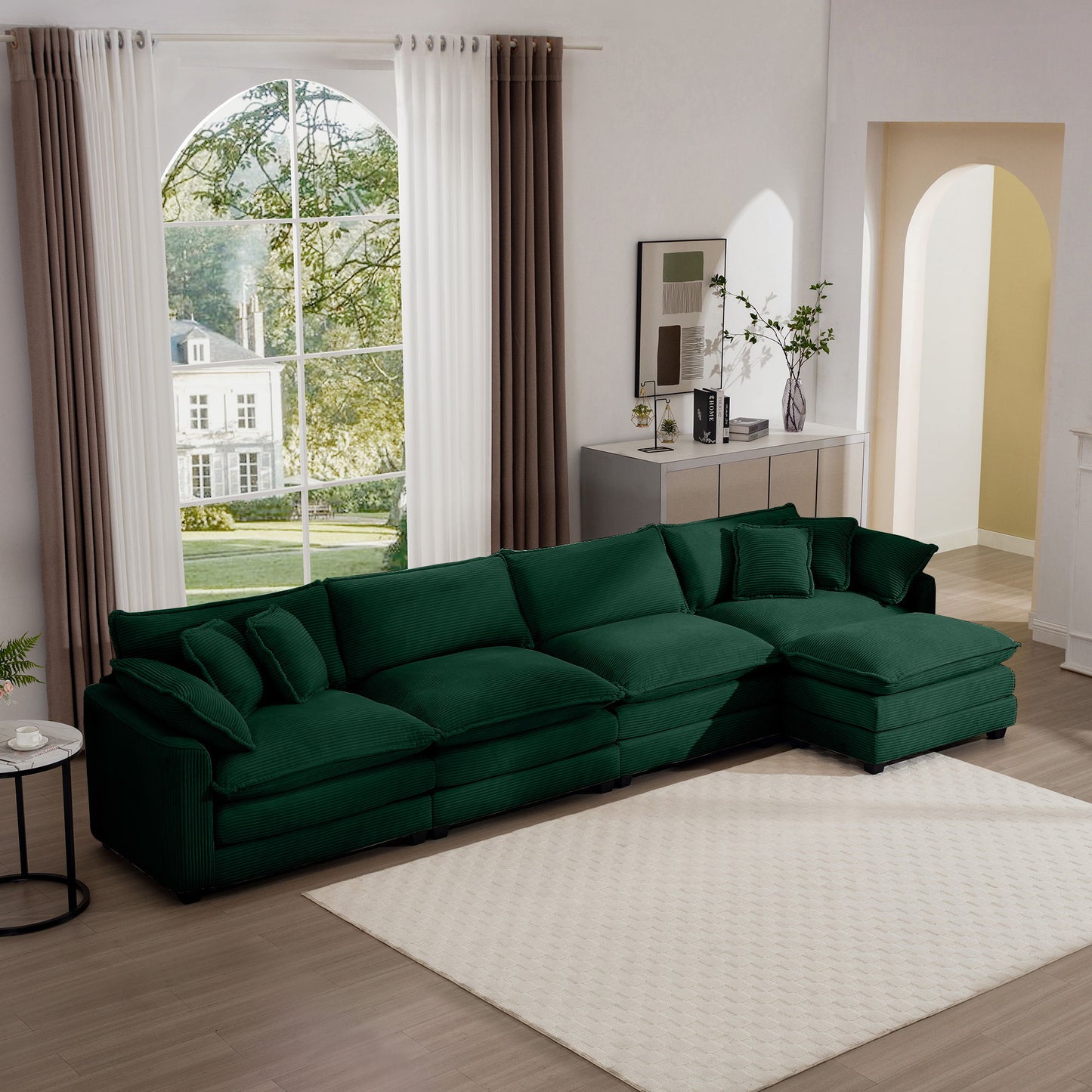 Modern Oversized Modular Cushion Sofa With Ottoman, Low Back, Deep Seating Sofa Set Home Essentials
