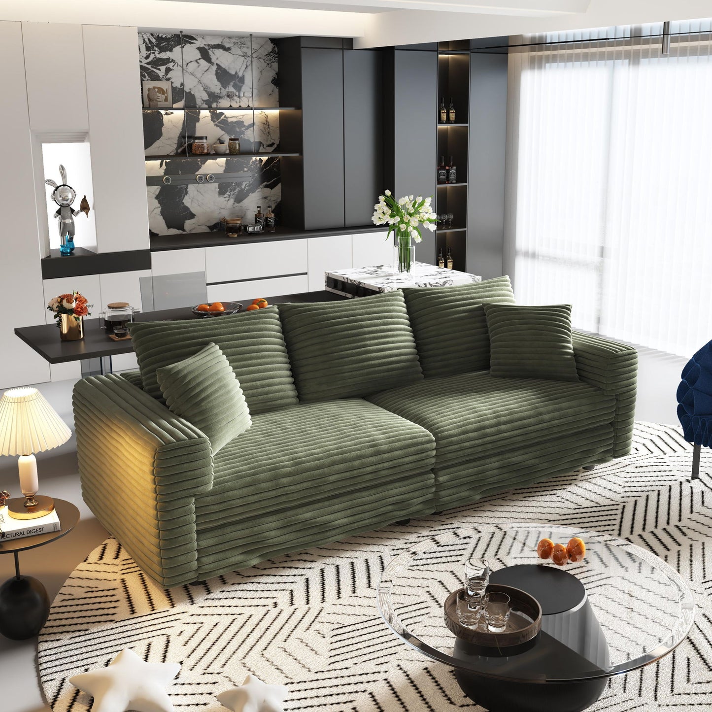4 Seat Sofa, Modern Comfy Upholstered Sofa Cloud Couch, Deep Seat Couches With Soft Pillows Home Essentials