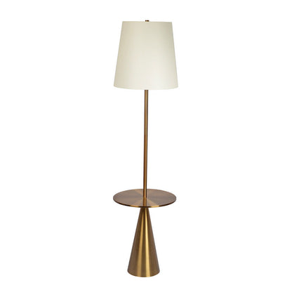 Celestial - Modern Floor Lamp With Accent Table With Large Shade - Gold / White Ashcroft Furniture