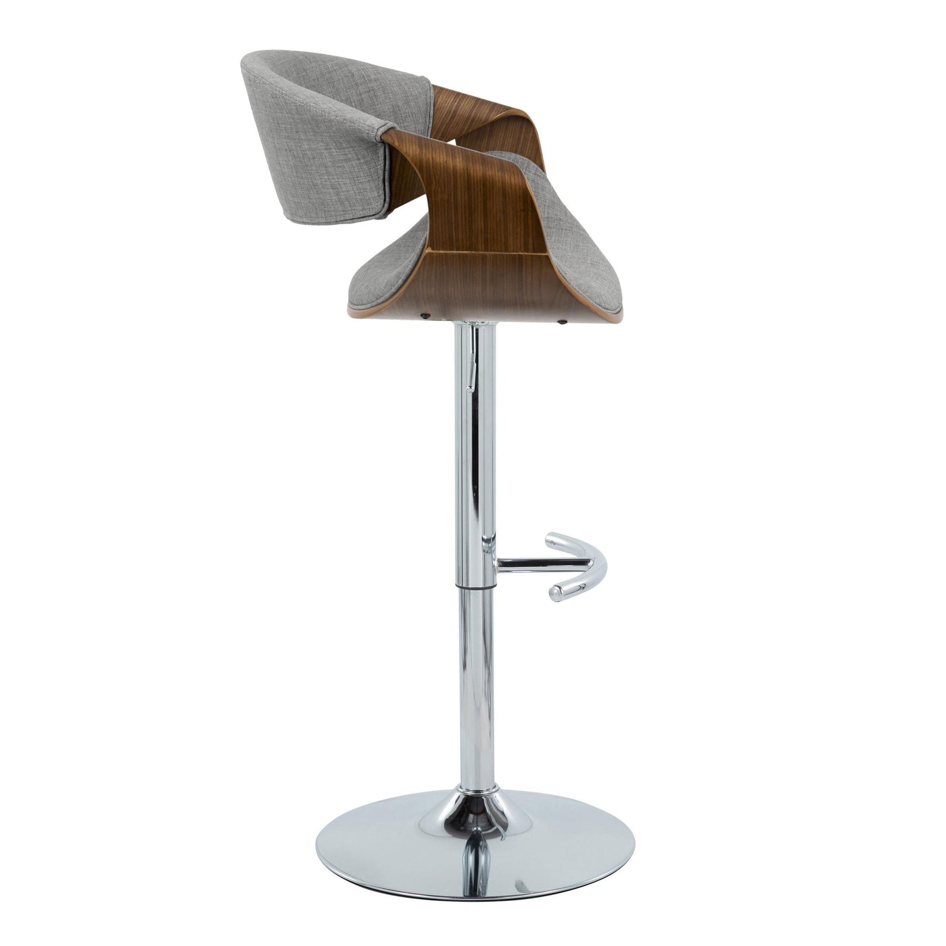 Curvo - Mid Century Modern Adjustable Barstool With Swivel With Rounded T Footrest (Set of 2) Lumi Source