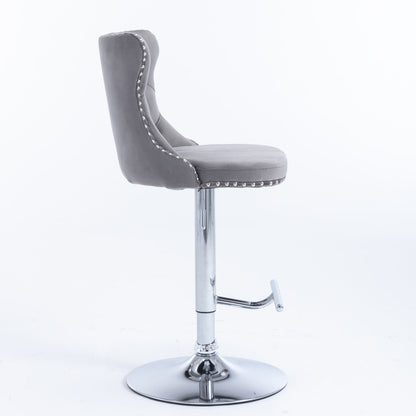 Swivel Velvet Barstools Adjusatble Seat Height From 25-33", Modern Upholstered Chrome Base Bar Stools With Backs Comfortable Tufted For Home Pub And Kitchen Island (Set of 2) Home Essentials