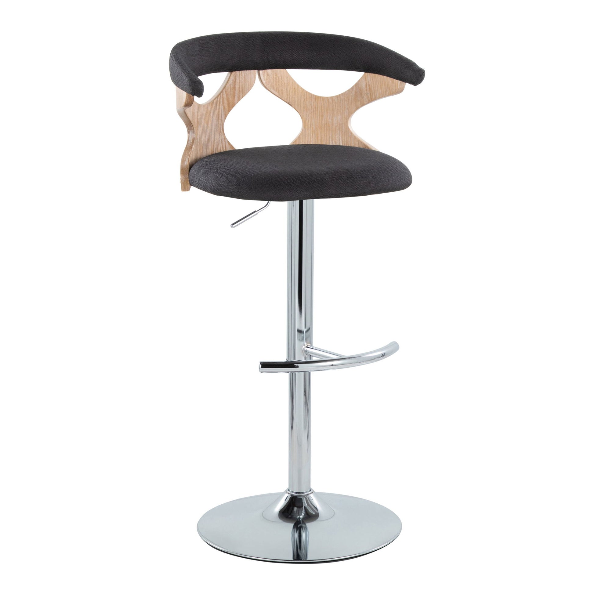 Gardenia - Contemporary Adjustable Barstool With Swivel / Rounded T Footrest (Set of 2) Lumi Source