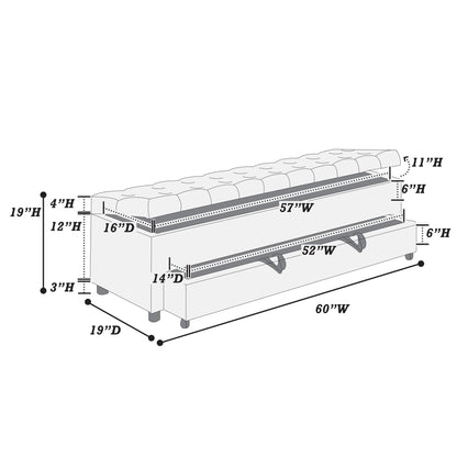 Storage Ottoman With Tufted Seat And Underseat Drawer Home Essentials