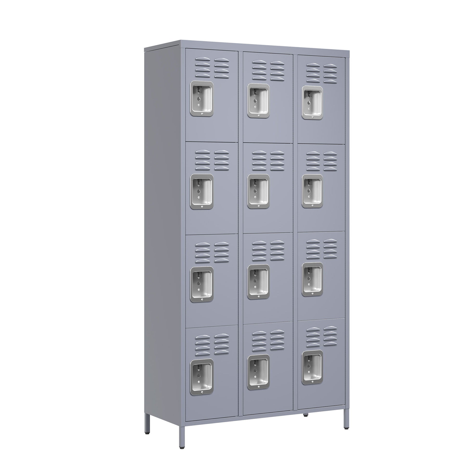 12 Door Lockers With Lock For Secure Storage Construction - Gray Home Essentials