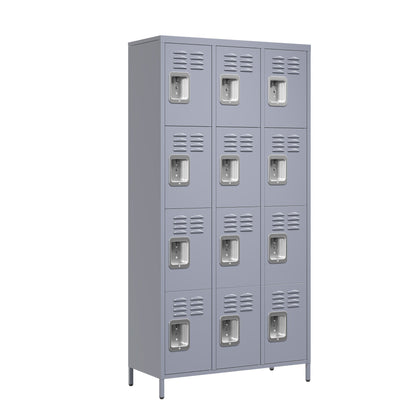12 Door Lockers With Lock For Secure Storage Construction - Gray Home Essentials