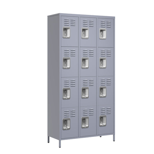 12 Door Lockers With Lock For Secure Storage Construction - Gray Home Essentials