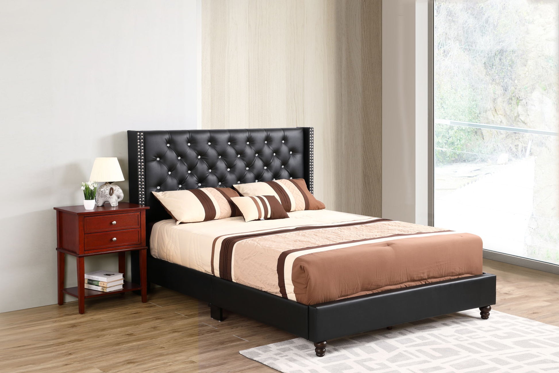 Upholstered Nailhead Trim Chic Bed Glory Furniture