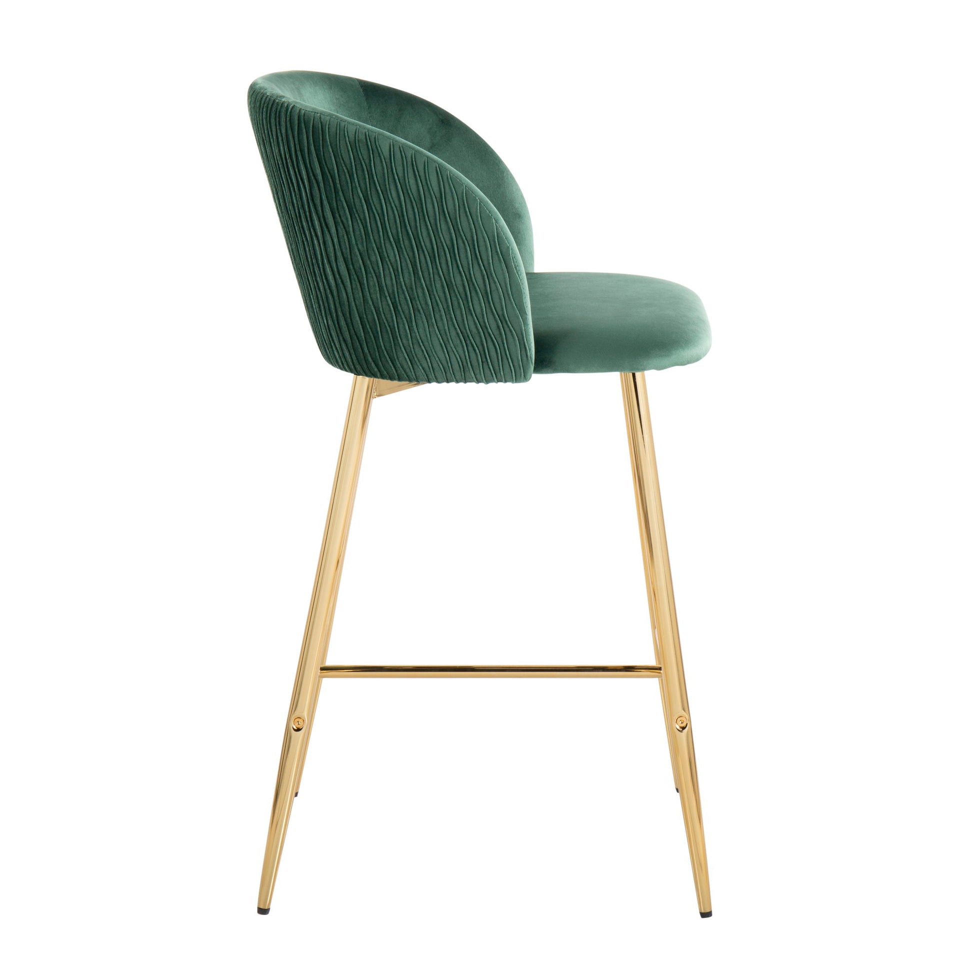 Fran - Pleated Waves Contemporary / Glam Fixed Height Counter Stool (Set of 2) Lumi Source