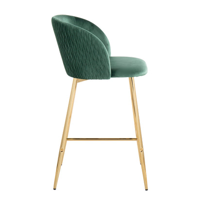 Fran - Pleated Waves Contemporary / Glam Fixed Height Counter Stool (Set of 2) Lumi Source