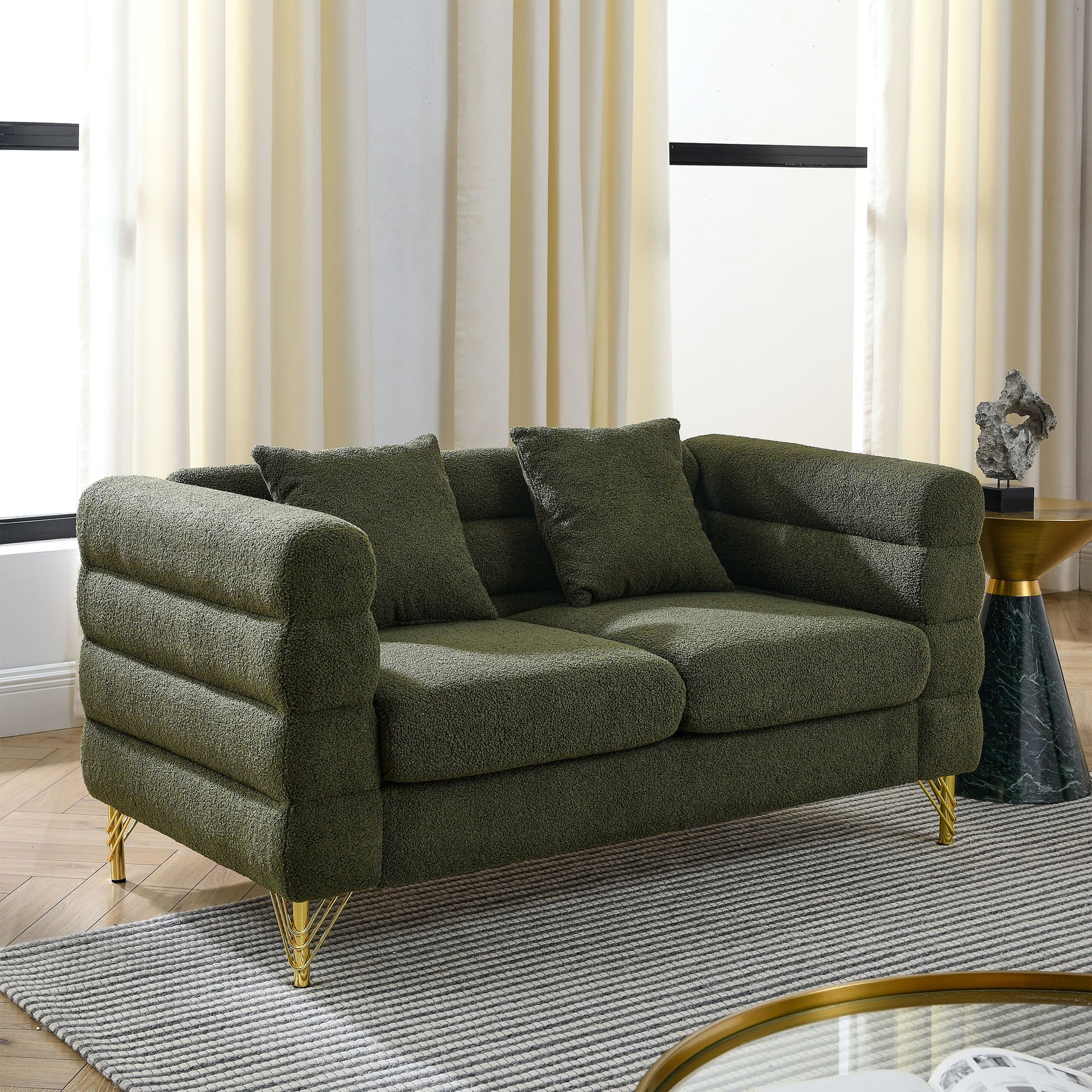Oversized 2 Seater Sectional Sofa With Deep Seating And 2 Pillows Home Essentials