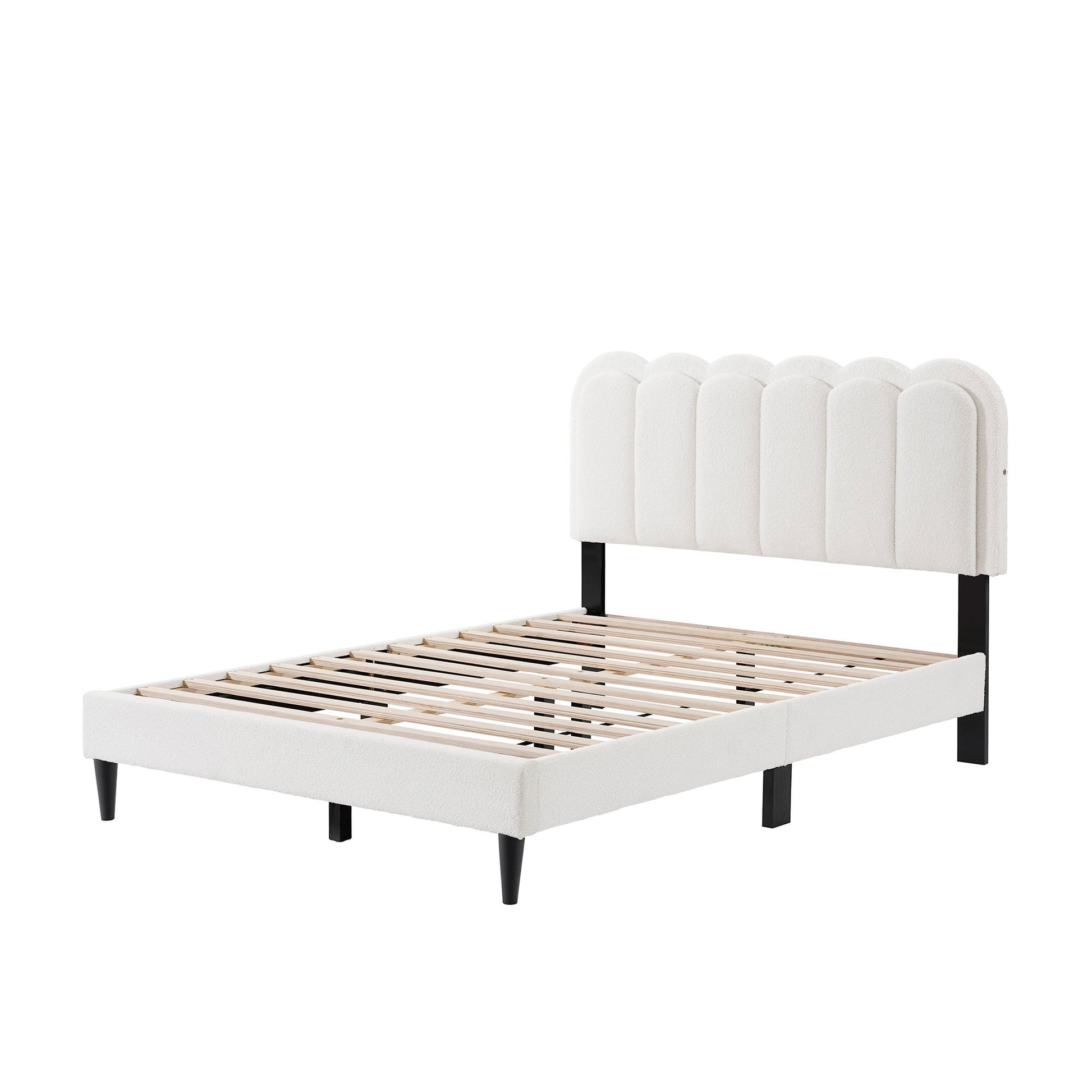 Lambswool Petal Headboard Bed Frame Noble House