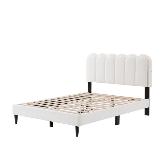 Lambswool Petal Headboard Bed Frame Noble House