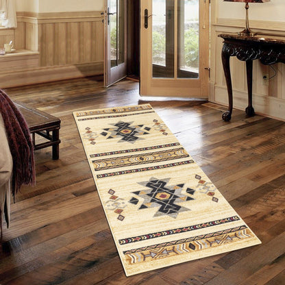 Tribes - 5'3" X 7'3" Southwest Area Rug Polypropylene - Cream Icona Home Decor