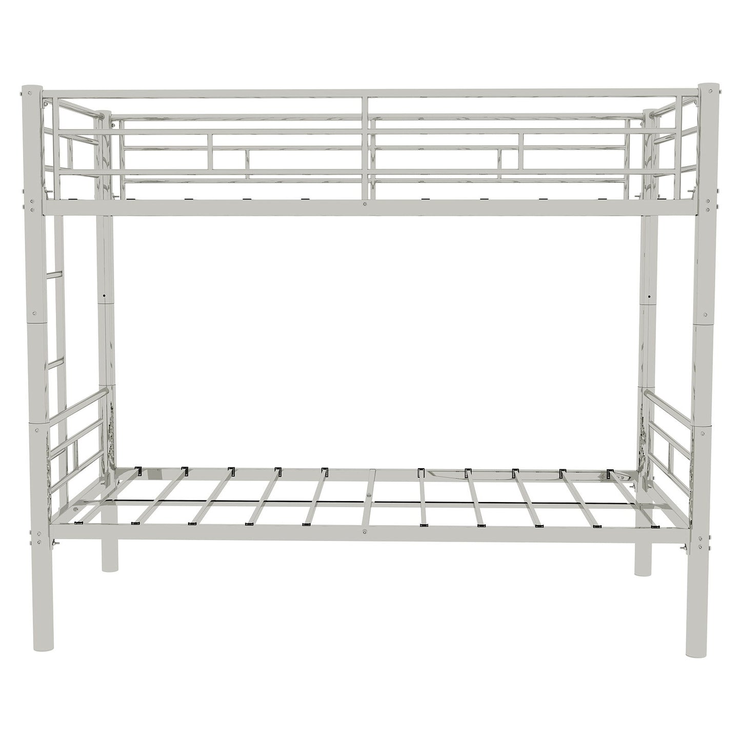 Metal Bunk Bed For Kids, Convertible Bedframe With Ladders & Guardrail Home Essentials