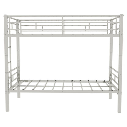 Metal Bunk Bed For Kids, Convertible Bedframe With Ladders & Guardrail Home Essentials
