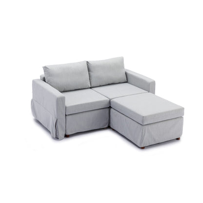 2 Seat Module Sectional Sofa Couch With 2 Ottoman For Living Room, Seat Cushion And Back Cushion Non-Removable And Non-Washable