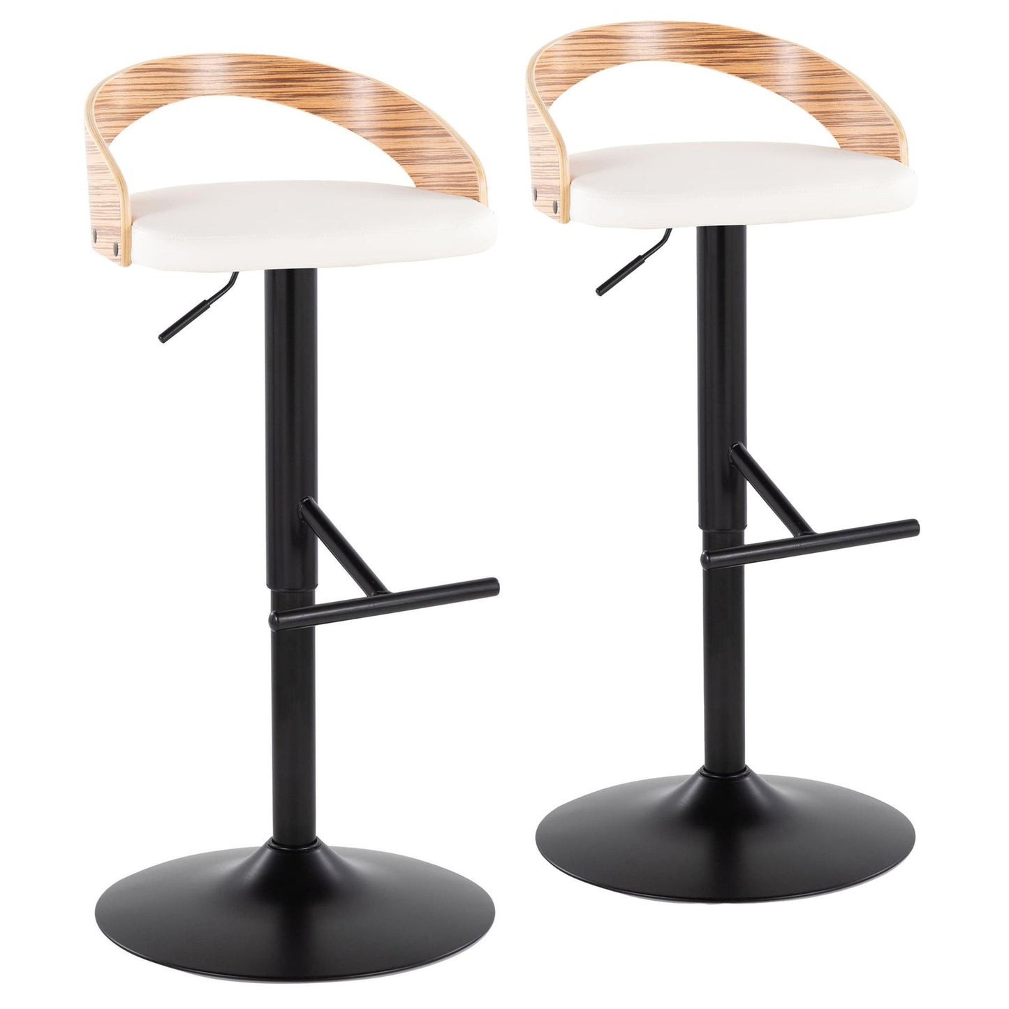 Grotto - Contemporary Adjustable Barstool With Swivel & Straight T Footrest (Set of 2) Lumi Source