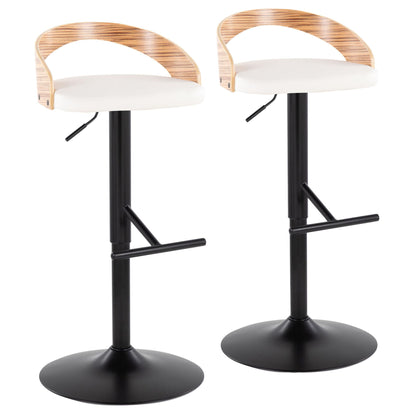 Grotto - Contemporary Adjustable Barstool With Swivel & Straight T Footrest (Set of 2) Lumi Source