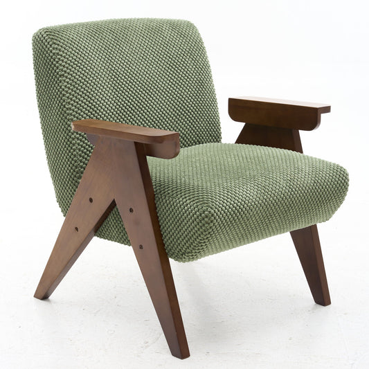 V-Shaped Armrest Accent Chair - Brown / Green Home Essentials