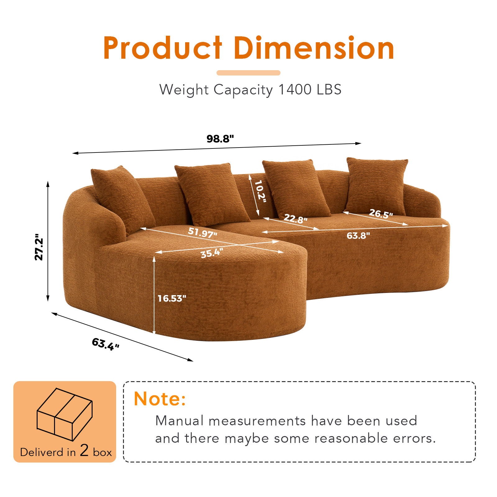 Combined Sofa With 4 Pillows Home Essentials
