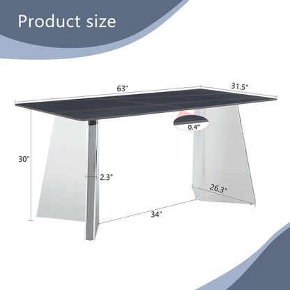 Modern Marble Patterned Dining Table With Stainless Steel Butterfly Legs Home Essentials