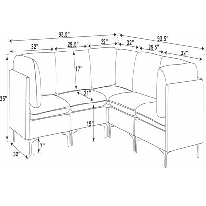 Upholstered Modular Sectional With Tall Legs Home Essentials