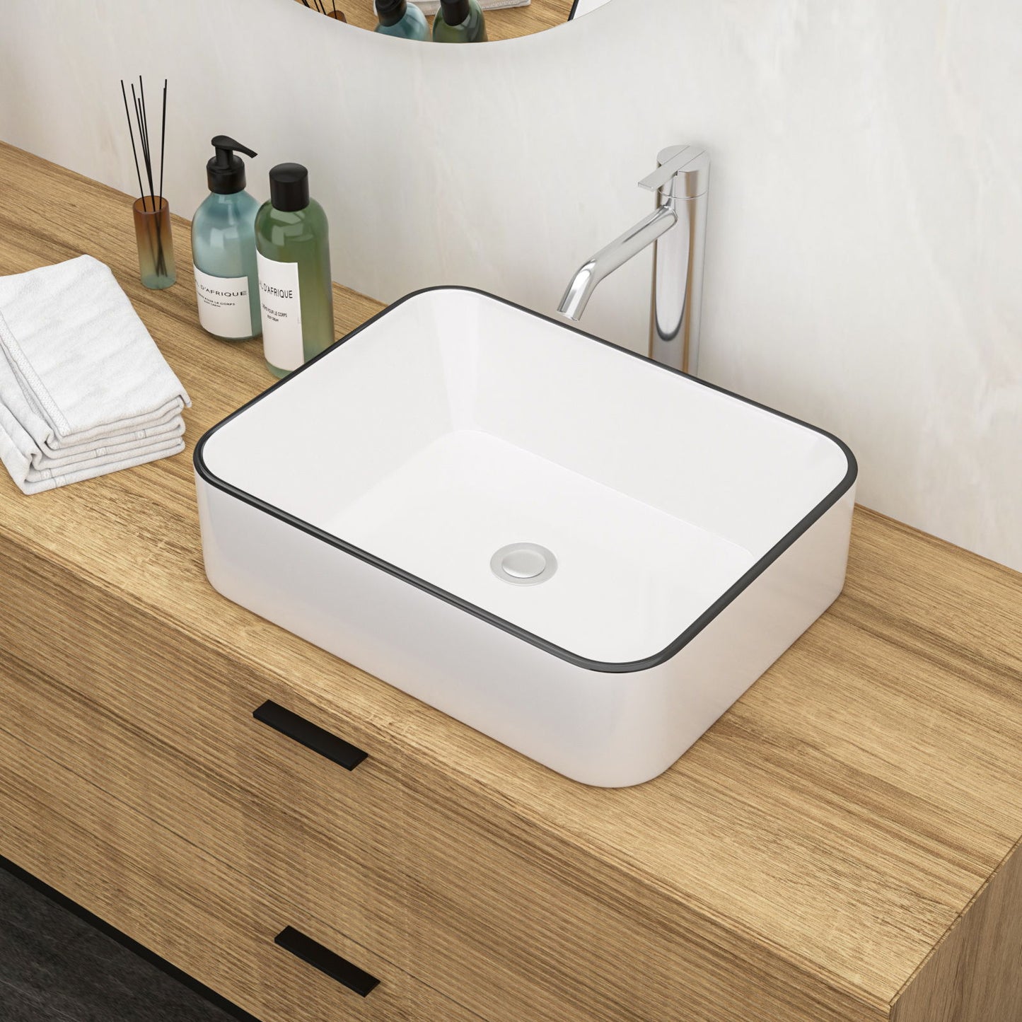 Modern European Style Ceramic Rectangular Vessel Bathroom Sink Daily Nest