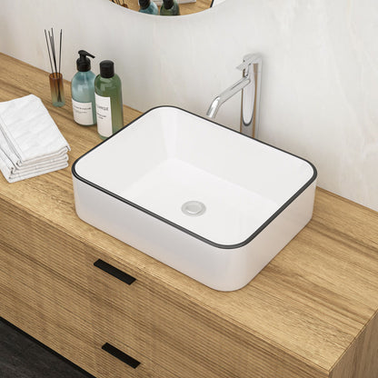 Modern European Style Ceramic Rectangular Vessel Bathroom Sink Daily Nest