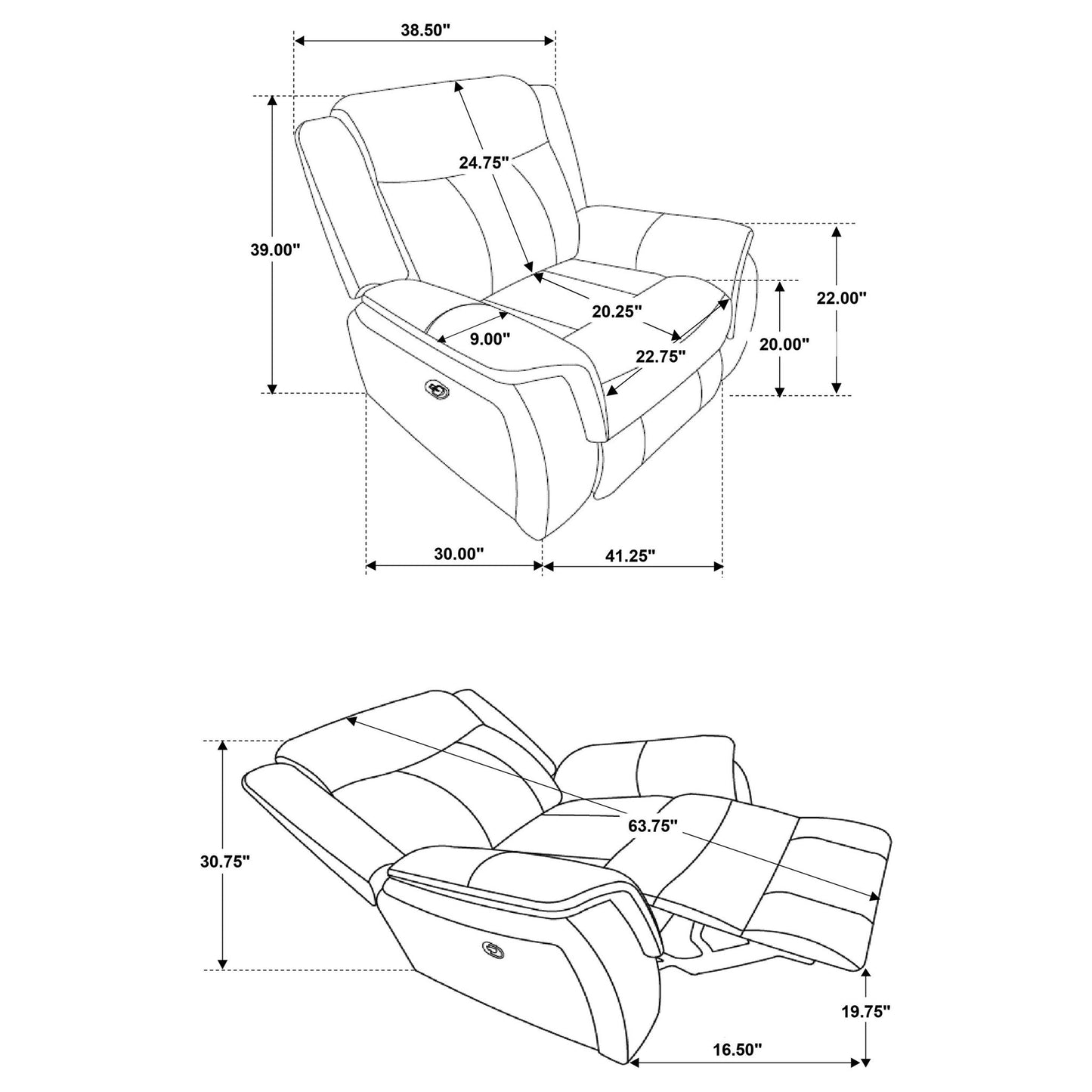 Franklin - Upholstered Padded Arm Glider Recliner - Charcoal Furniture Max