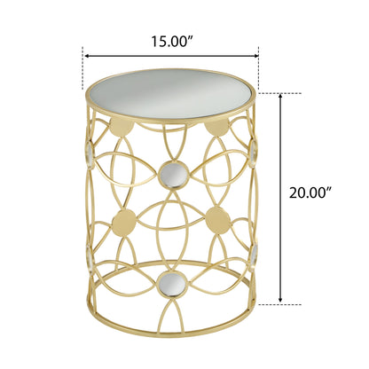 Modern Side Table With Mirror Top And Metal Frame - Gold / Clear Noble House