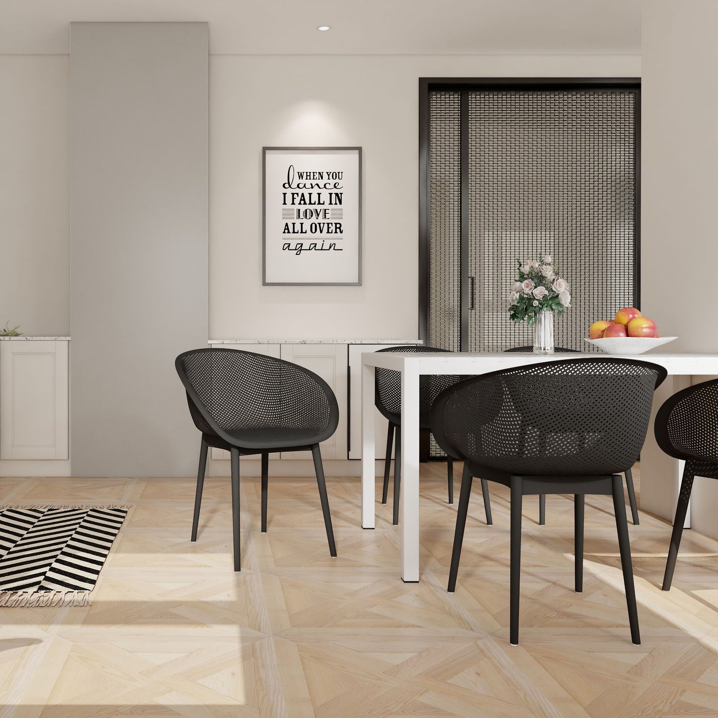 4 Pack Lounge Chair Set With Long Table