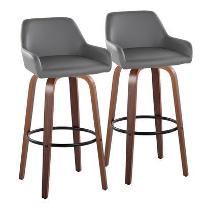 Daniella - Contemporary Fixed Height, Barstool & Swivel And Round Footrest (Set of 2) Lumi Source