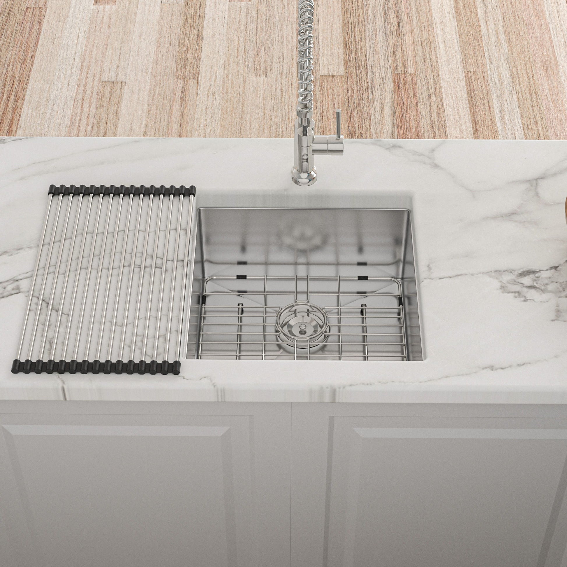 Modern Undermount Stainless Steel Kitchen Sink 16 Gauge, Deep Single Bowl Daily Nest