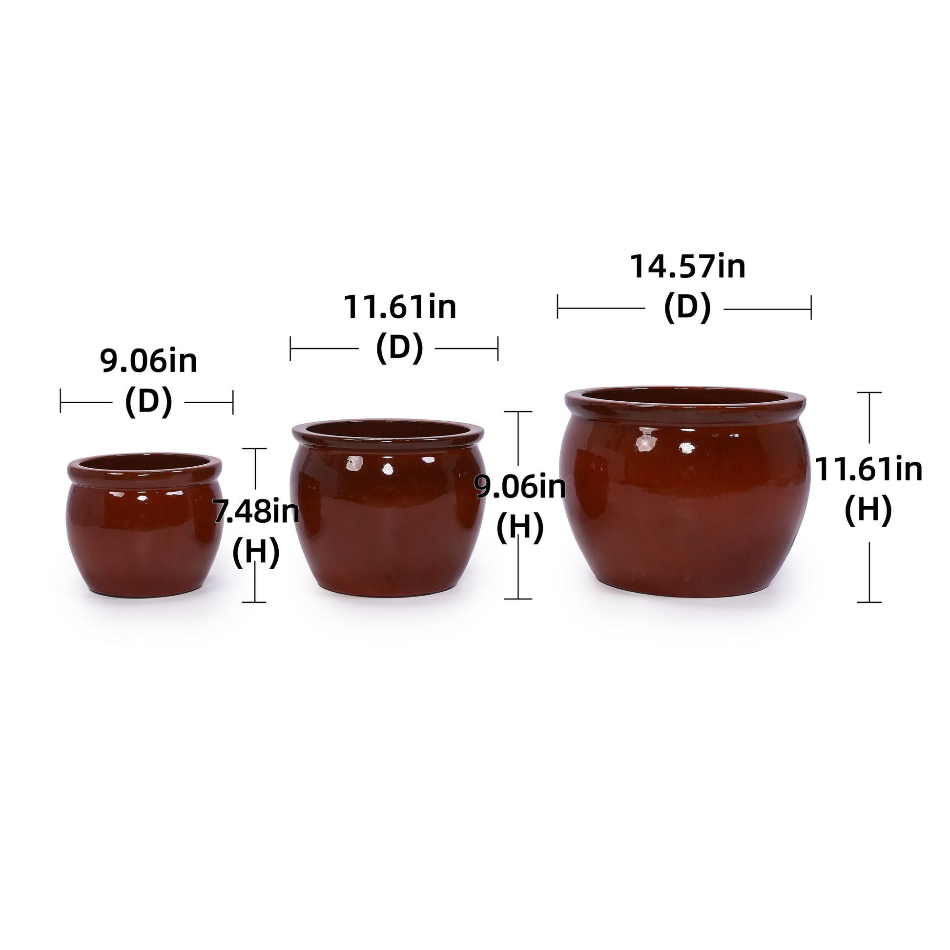 3 Pieces Ceramic Flowerpot, Planter For Patio, Garden Or Windowsills Daily Nest