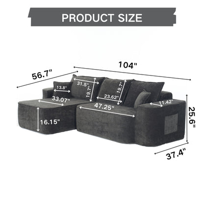L-Shaped Sectional Sofa Couch With Chaise, Extra Deep Seats Home Essentials