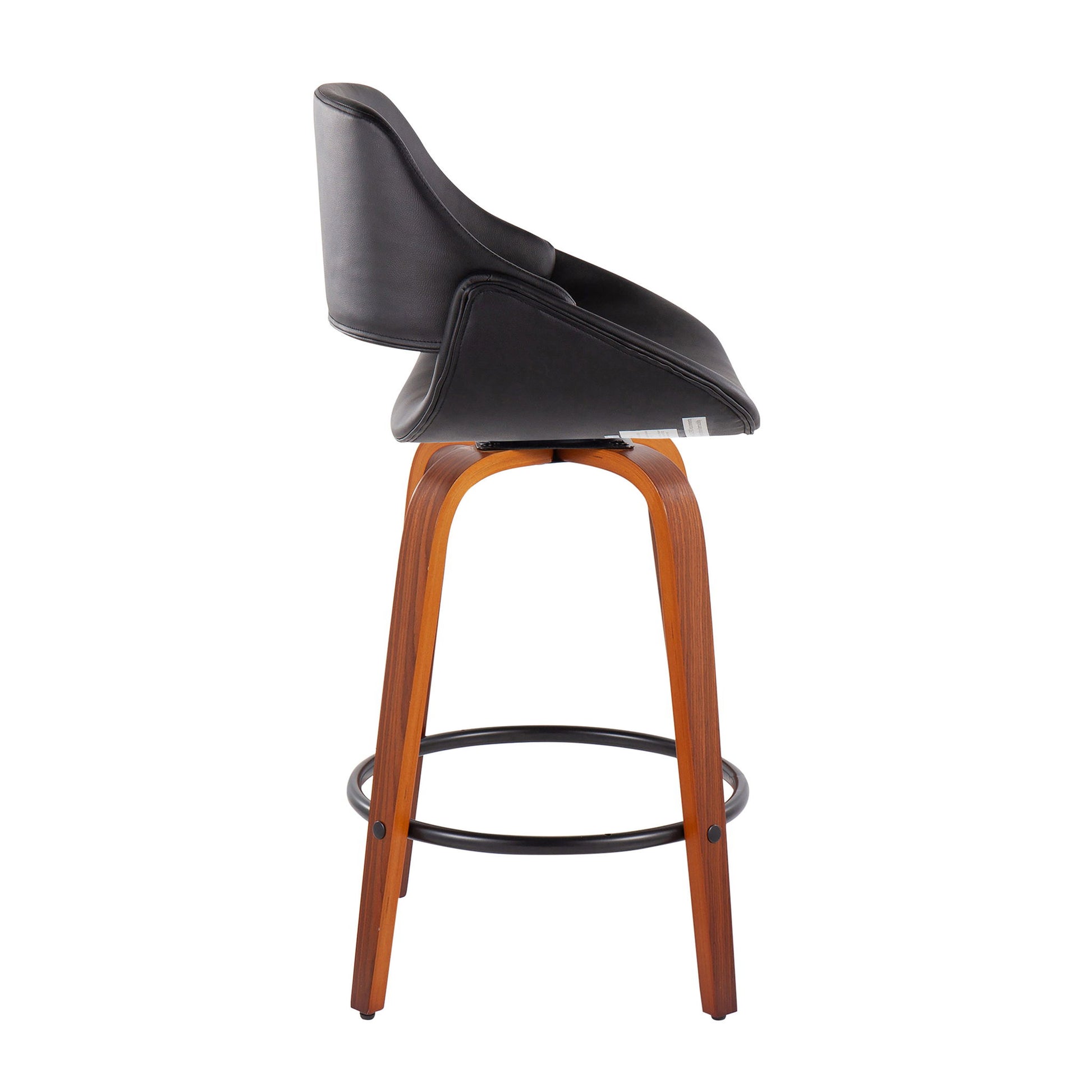 Fabrico - Mid Century Modern Fixed Height Counter Stool And Round Footrest (Set of 2) Lumi Source