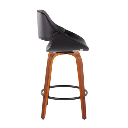 Fabrico - Mid Century Modern Fixed Height Counter Stool And Round Footrest (Set of 2) Lumi Source